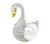 Round Cut Diamond Mabe Pearl 18k White and Yellow Gold Swan Pin