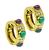 Cabochon Ruby Emerald and Sapphire Round Ct Diamond 18k Yellow Gold Earrings