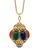 Estate Multi Color Gemstone Yellow Gold Pendant Necklace