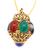 Cabochon Multi Color Gemstone 14k Yellow Gold Pendant Necklace