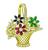 Estate 1.00ct Diamond Multi Color Precious Stone Gold Basket Pin