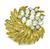 Round Cut Diamond Cabochon Opal 18k Yellow Gold Pin