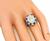 Cabochon Opal Round Cut Diamond and Sapphire Platinum Ring