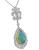Pear Shape Opal Round Cut Diamond 18k White Gold Pendant Necklace