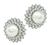 Round Cut Diamond Pearl Platinum Earrings