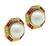 Cabochon Mabe Pearl Round Cut Diamond Baguette Cut Ruby 14k Yellow Gold Earrings