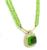 Cabochon Peridot Round Cut Diamond 18k Yellow Gold Peridot Bead Necklace