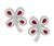 Pear Shape Ruby Baguette and Round Cut Diamond 18k White Gold Flower Earrings