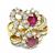 Round Baguette and Marquise Cut Diamond Cushion Cut Ruby 18k Yellow Gold Jewelry Set