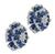 Round Cut Diamond Oval Cut Sapphire 18k White Gold Flower Earrings