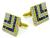 Square Cut Sapphire Round Cut Diamond 18k Yellow Gold Cufflinks