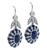 Cabochon Fan and French Cut Sapphire Round Cut Diamond 18k White Gold Earrings