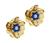 Round Cut Sapphire and Diamond 14k Yellow Gold Flower Earrings