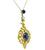 Round and Oval Cut Sapphire Old Mine Cut Diamond 18k Yellow Gold Pendant Necklace