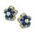 Cabochon Sapphire Round Cut Diamond 18k Yellow and White Gold Earrings