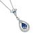 Pear Shape Sapphire Round Cut Diamond 18k White Gold Pendant Necklace
