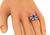 Oval and French Cut Sapphire Round Cut Diamond 18k White Gold Ring