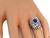 Cushion Cut Sapphire Baguette Marquise and Round Cut Diamond 14k White Gold Ring