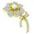 Round Cut Diamond South Sea Pearl 18k Yellow and White Gold Flower Pin / Pendant
