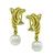 18k Yellow Gold Pearl Earrings