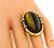 1970s Cabochon Tiger's Eye Round Cut Diamond 14k Yellow Gold Ring