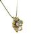 Vintage Old European Cut Diamond Enamel 14k Yellow Gold Flower Pendant Necklace