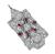 Art Deco Old European Cut Diamond Ruby 14k White Gold Pendant / Pin