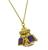 Vintage Emerald and Cushion Cut Amethyst 18k Yellow Gold Lantern Pendant Necklace