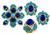 Vintage 4.50ct Diamond Lapis Turquoise Pin Earrings and Ring Set