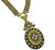 Vintage Pearl Diamond Enamel Gold Pendant Necklace