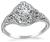 Art Deco GIA Certified 0.71ct Diamond Engagement Ring