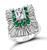 1950s GIA Certified 0.87ct Center Diamond 1.80ct Side Diamond Emerald Ring